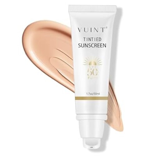 Vuint Tinted Sunscreen for Face SPF 50 – Broad Spectrum SPF Protection for Women – Lightweight, Non-Greasy Sunblock for Sensitive Skin, Hydrating, Waterproof Facial Sunscreen for Travel & Everyday Use