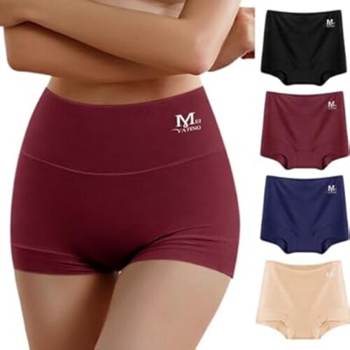 newnice Boy Shorts Underwear for Women High Waisted Cotton Panties Boxer Briefs No Show Under Dress