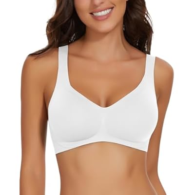 SERSARY Wireless Bras for Women No Underwire Supportive Comfortable Seamless Bras Push Up Padded V Neck Everyday Bra