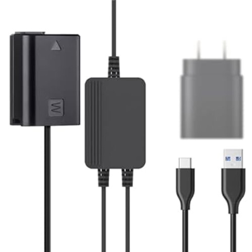 QUZOC PW20 DC Coupler Replace ACK-PW20 AC Power Adapter NP-FW50 Dummy Battery with USB C/A 2 in 1 Cable Compatible with Sony ZVE10 /A6400/A6000/A5100/A7 II/A7R II/A5000/ A6300/A6100/ RX10IV/ A7