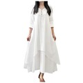 Casual Dresses for Women Loose Fit Linen Layered Sleeve Maxi Dress Bohemian Style Summer Dress for Women's Dresses