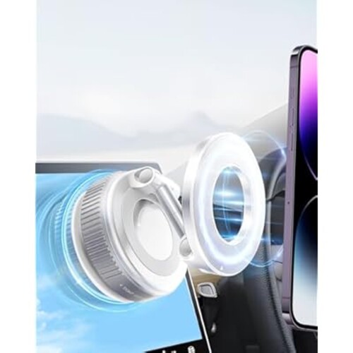 ANUWEO 2025 Upgraded Vacuum Magnetic Phone Holder, Car Phone Holder for Magsafe [89+LBS Suction & 2800gf Magnetic] Suction Cup 360° Adjustable Phone Mount Car Truck Accessories for Women Men