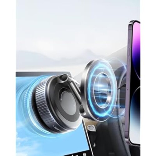 ANUWEO 2025 Upgraded Vacuum Magnetic Phone Holder, Car Phone Holder for Magsafe [89+LBS Suction & 2800gf Magnetic] Suction Cup 360° Adjustable Phone Mount Car Truck Accessories for Women Men