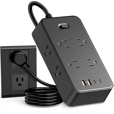 Lemonsea Power Strip, 6 Ft Surge Protector, Extension Cord with Multiple Outlets, 8 Outlets 4 USB Ports(2 USB-C) for Home Office(Black)