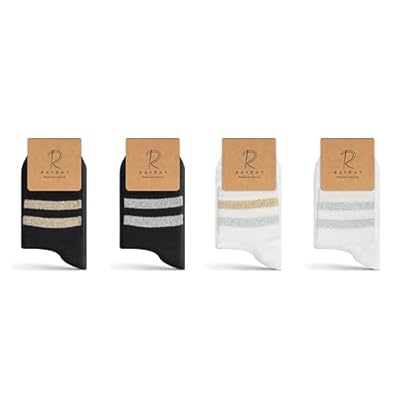 RAFRAY Women's Athletic Glitter Socks Quarter Length, Premium Sports Socks Glitter, 4 Pairs, Size 5-9.5