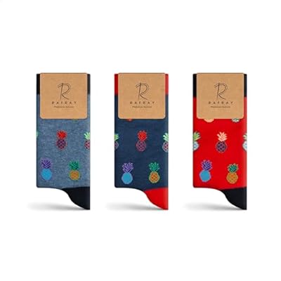 RAFRAY Socks - Pineapple Design Socks in Gift box - Fruit Patterned - Premium Cotton- 3 pair - Size US W 5-9.5