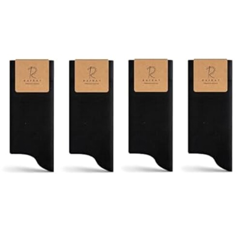 RAFRAY Bamboo Viscose Dress Socks, Men's Premium Lightweight Thin Crew Socks in Gift Box, Black, 4 Pairs, Size US 11.5-14
