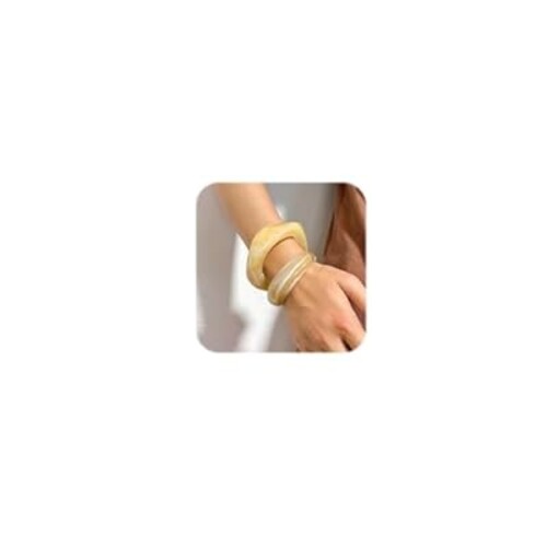 GZUQRSK 2PCS Chunky Acrylic Bracelet for Women Large Square Resin Cuff Vintage Open Bangle Bracelets Wide Geometric Jewelry