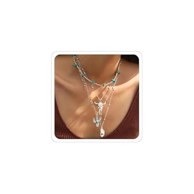 CSIYANJRY99 Country Concert Jewelry Western Necklaces for Women Boho Turquoise Necklace Cowgirl Cowboy Western Layered Necklace Bohemian Vintage Country Accessorie