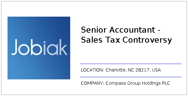 Charlotte Nc Sales Tax >> Senior Accountant Sales Tax Controversy Job At Compass Group Charlotte Nc Sales Tax >> Senior Accountant Sales Tax Controversy Job At Compass Group