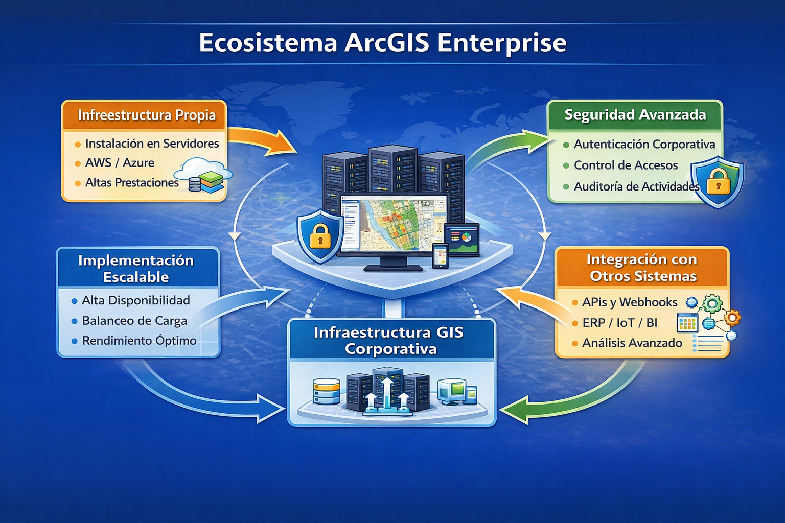 Diagrama del ecosistema ArcGIS Enterprise