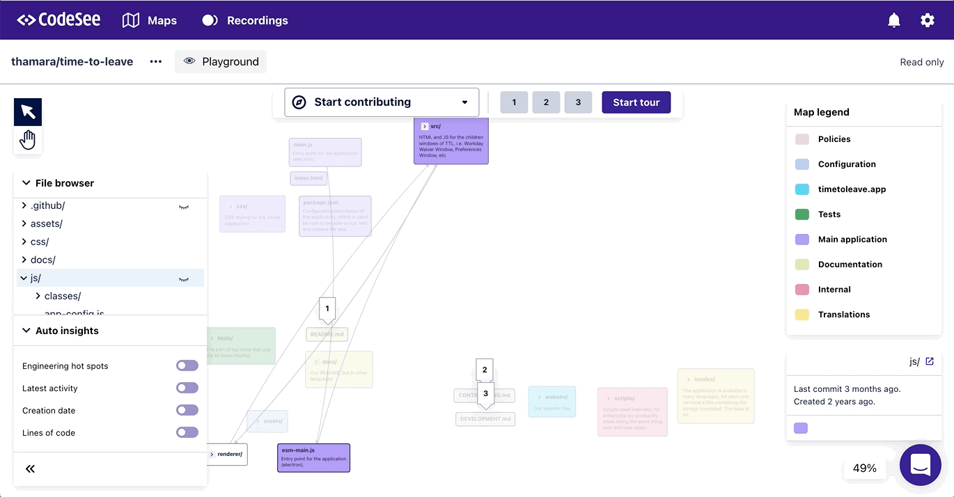 Screen capture of CodeSee's panning and zooming