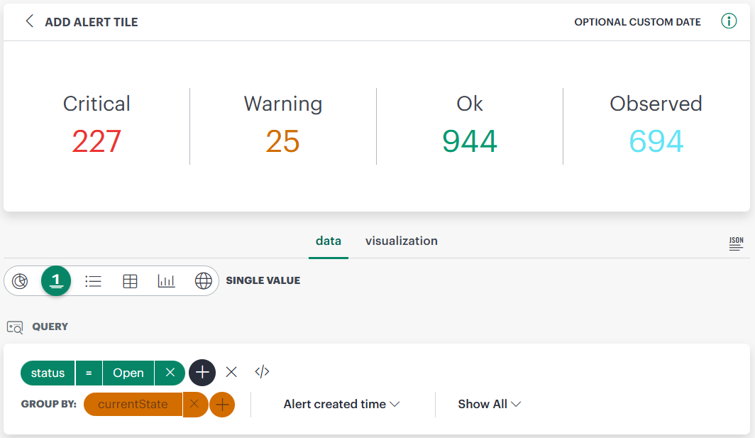 Single Value View of Alert Tile