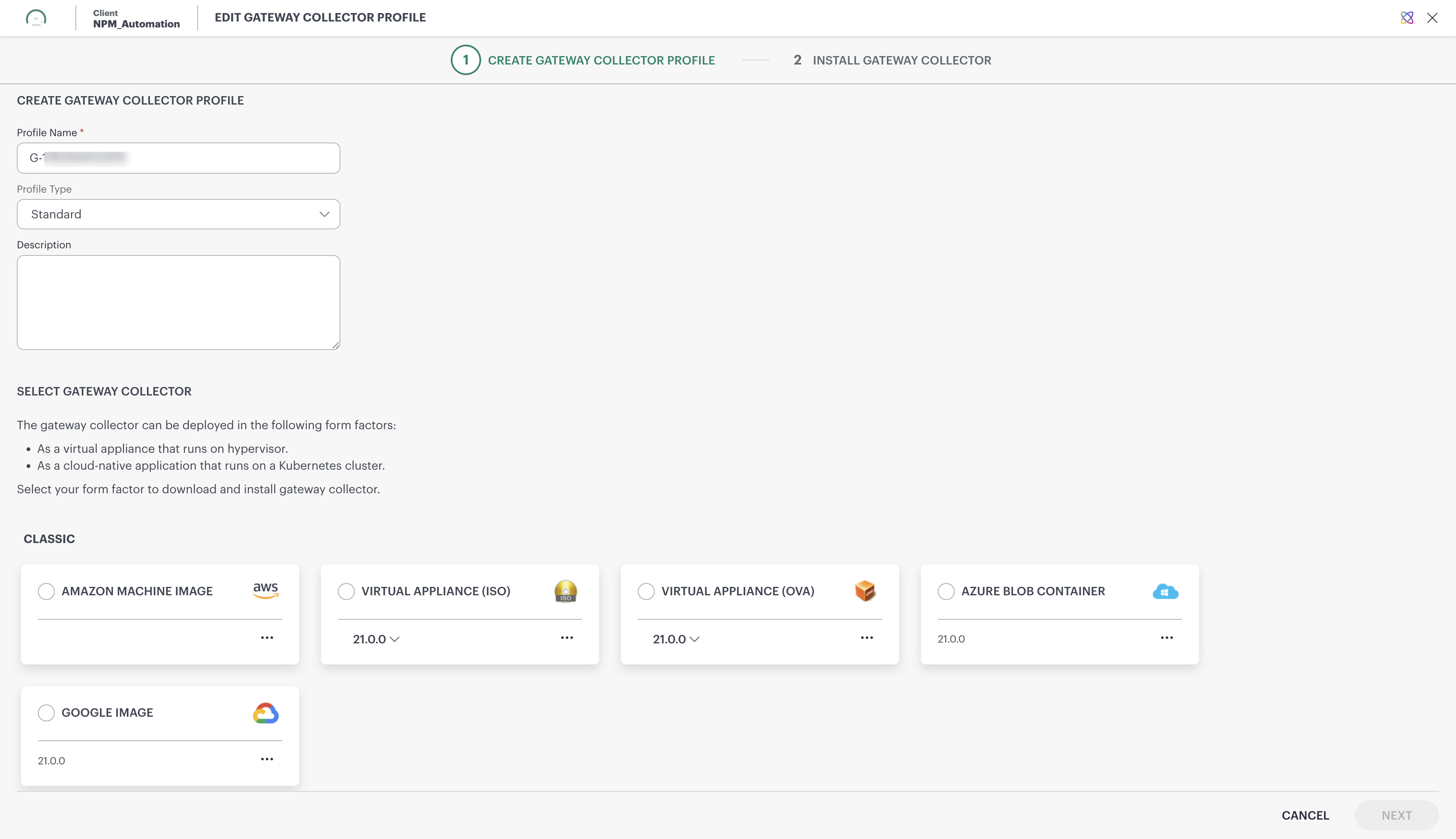 Integrations - select collector