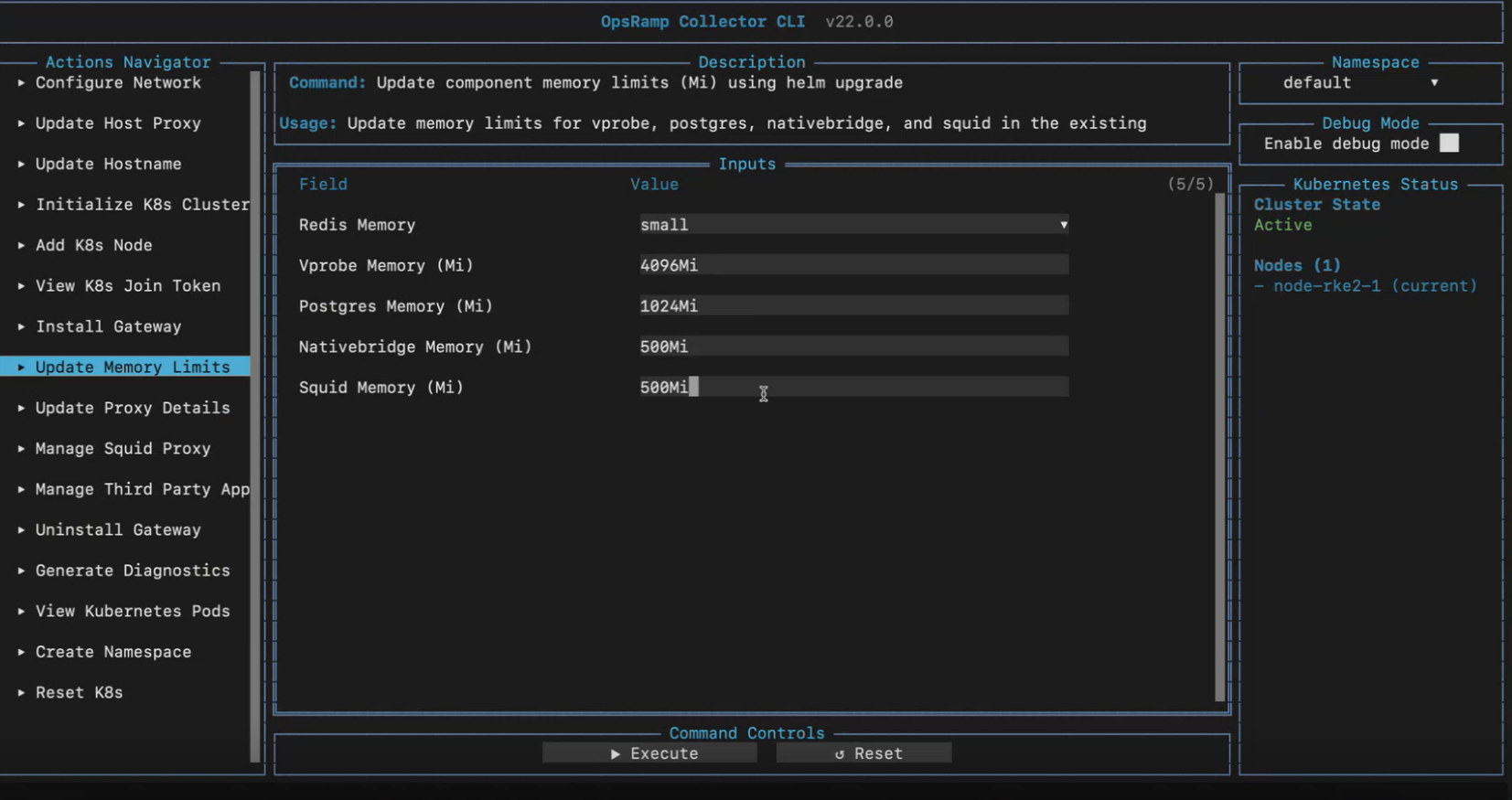 Terminal UI memory limits