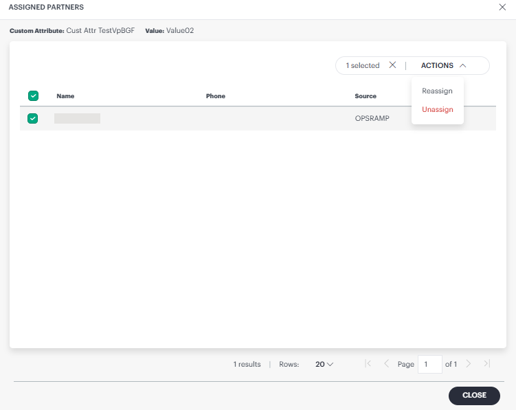 Assign partners page