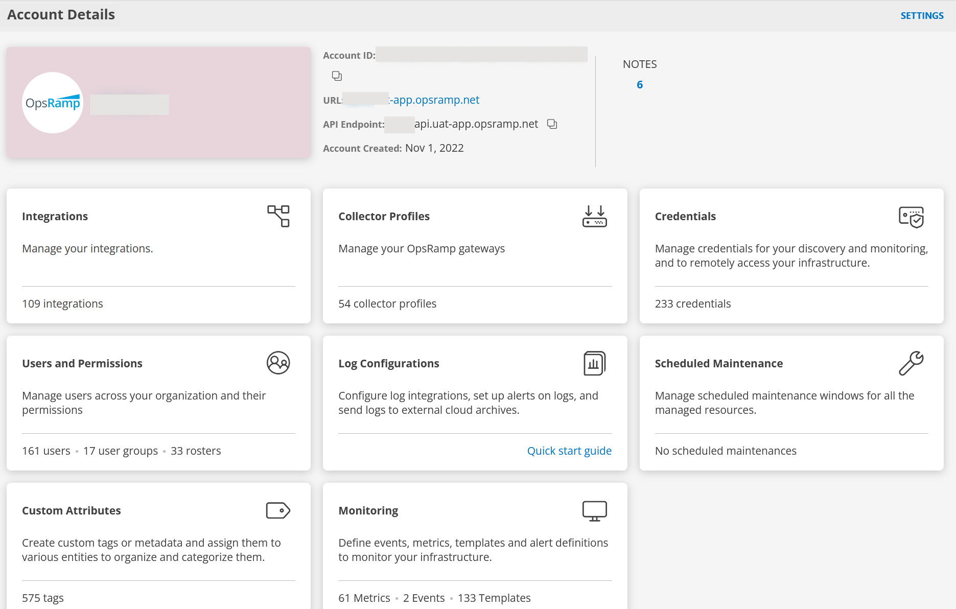Client Account Details screen