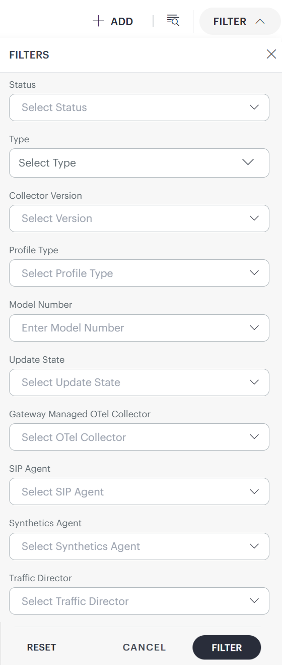 Collector Profiles - Filter