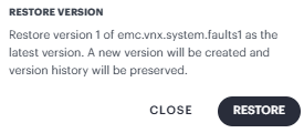 Confirm restore message