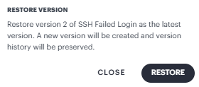 Confirm restore message