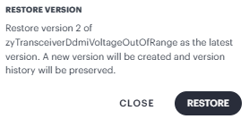 Confirm restore message