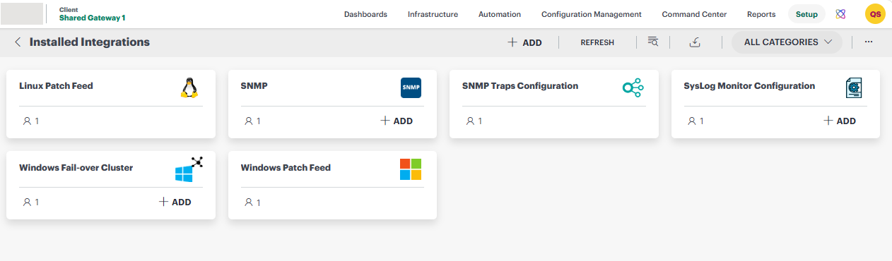 Integrations setup