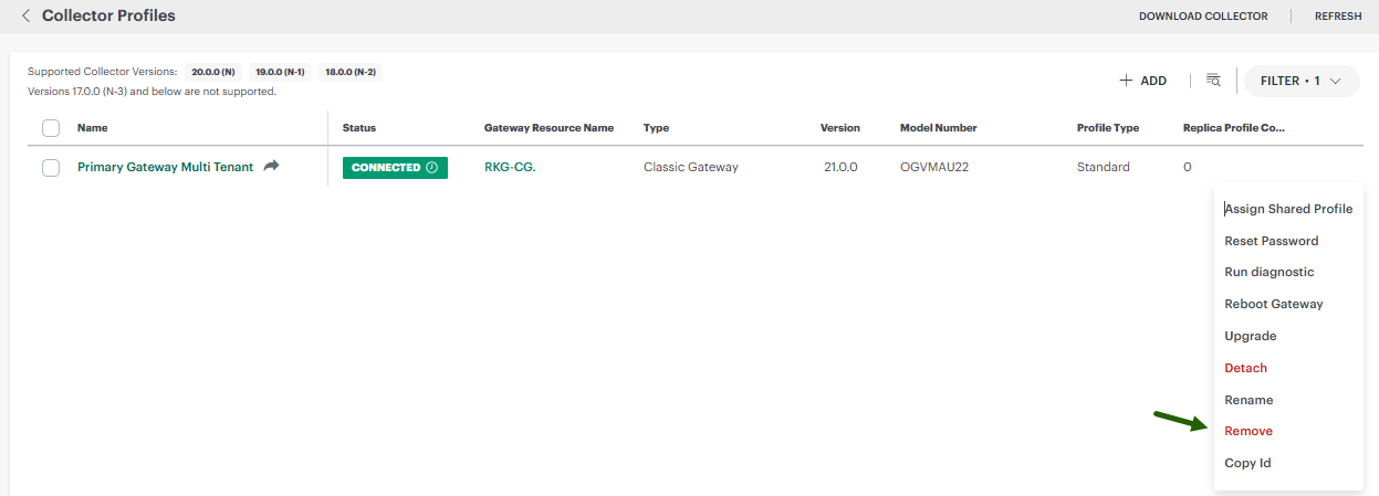 Remove Primary Collector Profile