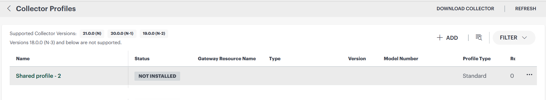 Unassigned Shared Collector Profile