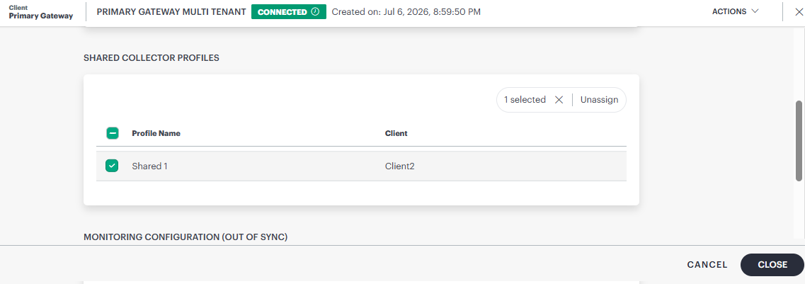 Unassigned Shared Collector Profile
