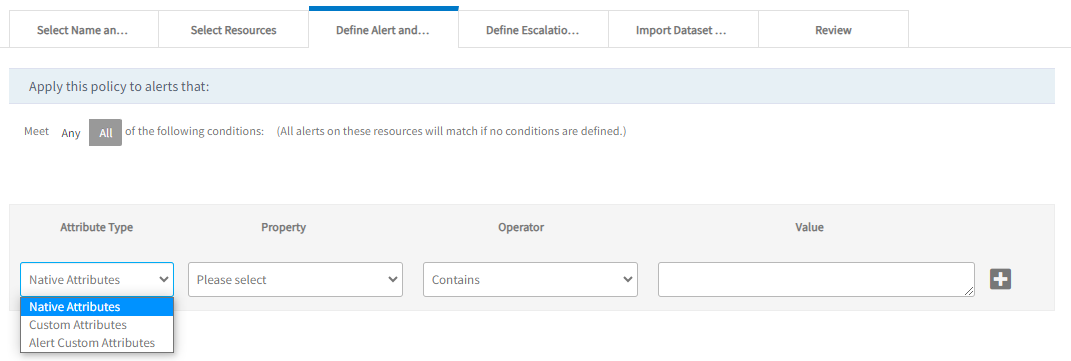 Define Alert and Resource Conditions