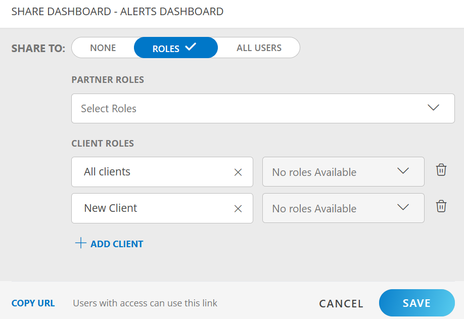 Shared dashboard - Partner Roles
