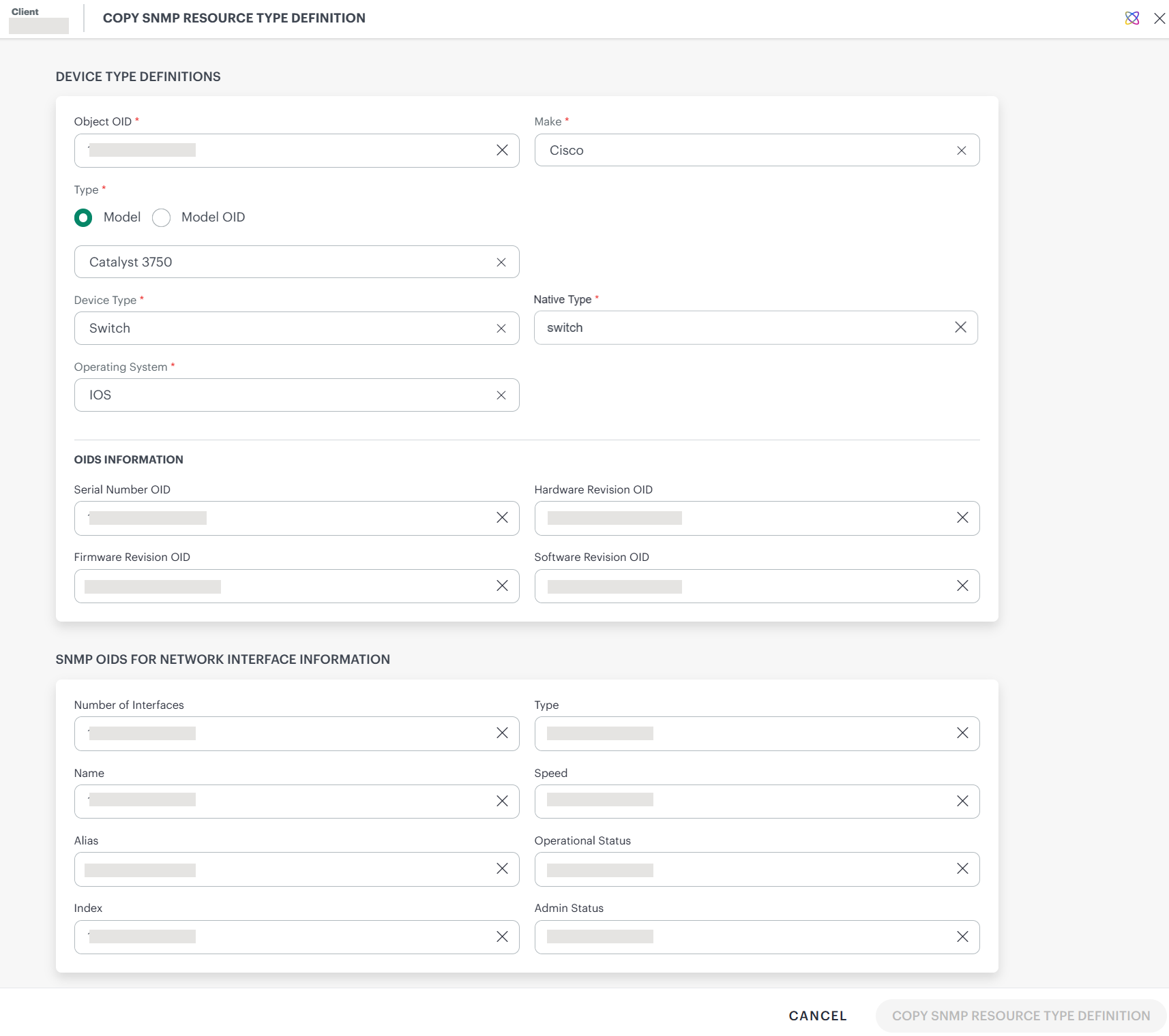 Copy SNMP Resource Type Definitions