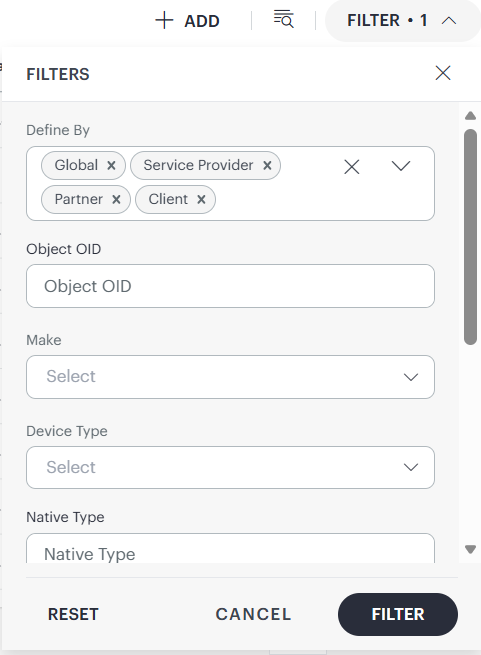 Filter SNMP Resource Type Definitions