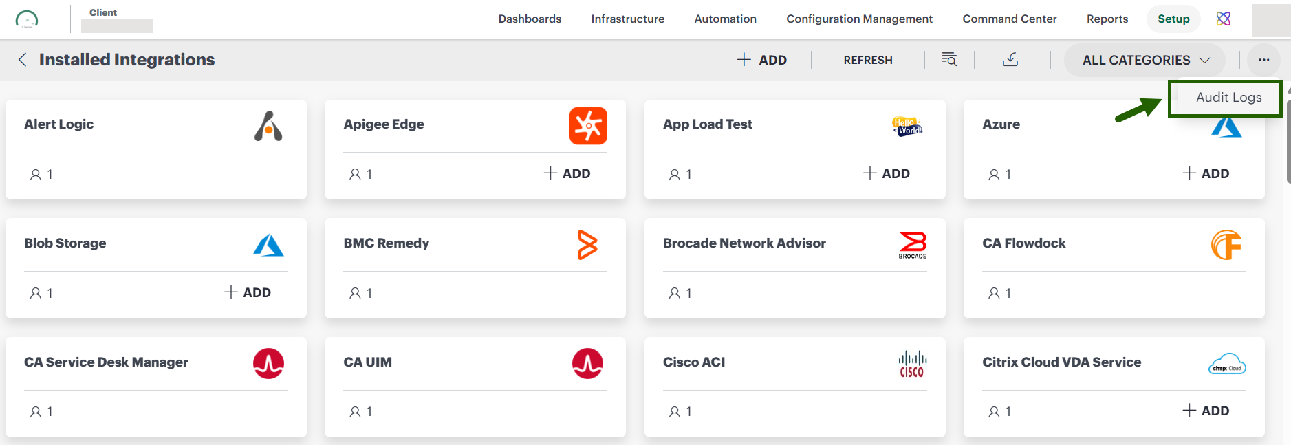 Global audit logs option