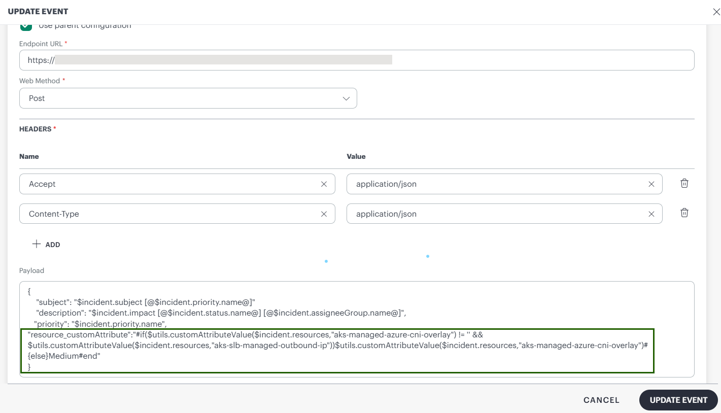 Outbound Payload custom attribute