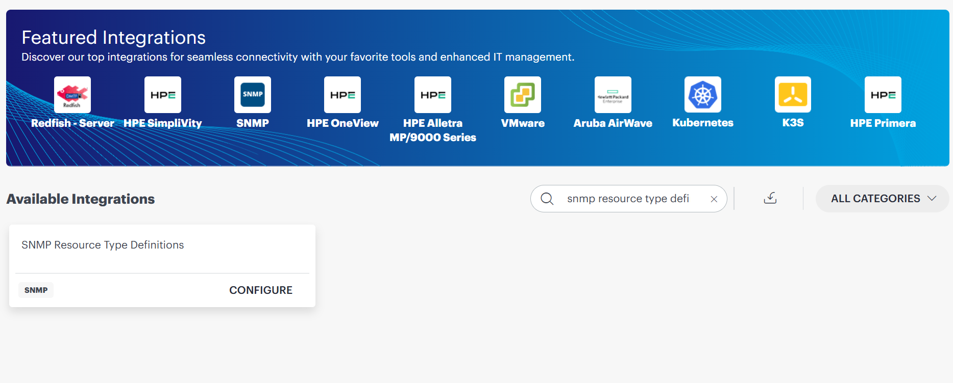 SNMP Resource Type Definitions tile