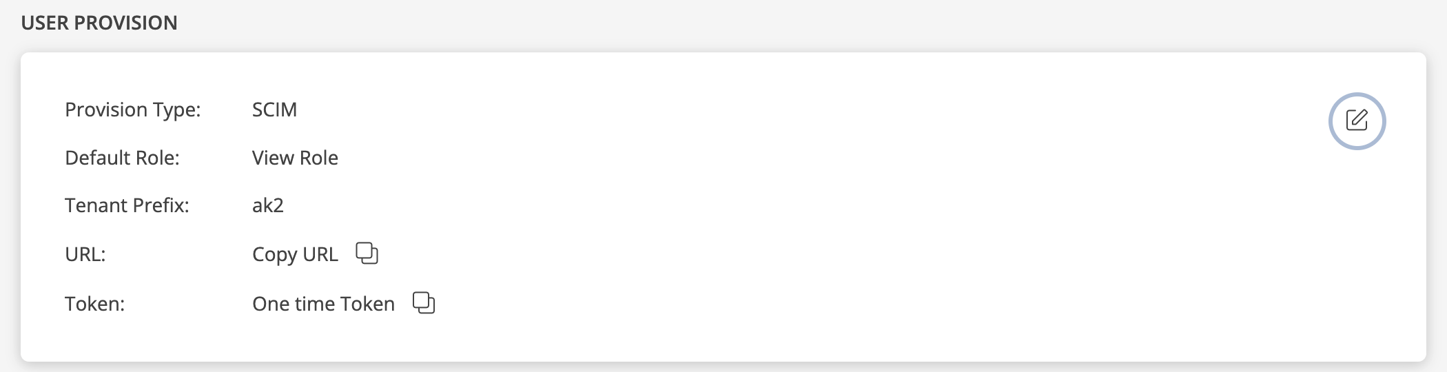 User Provision screen