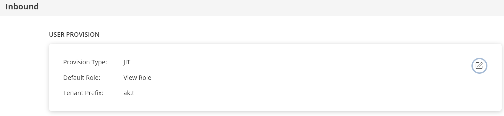 User Provision screen