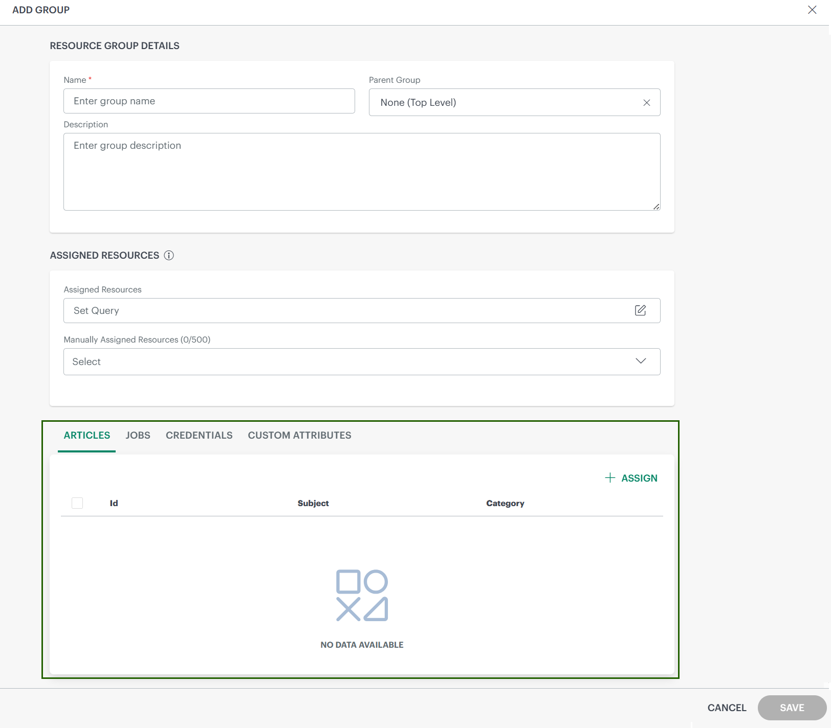 Actions - Resource Groups