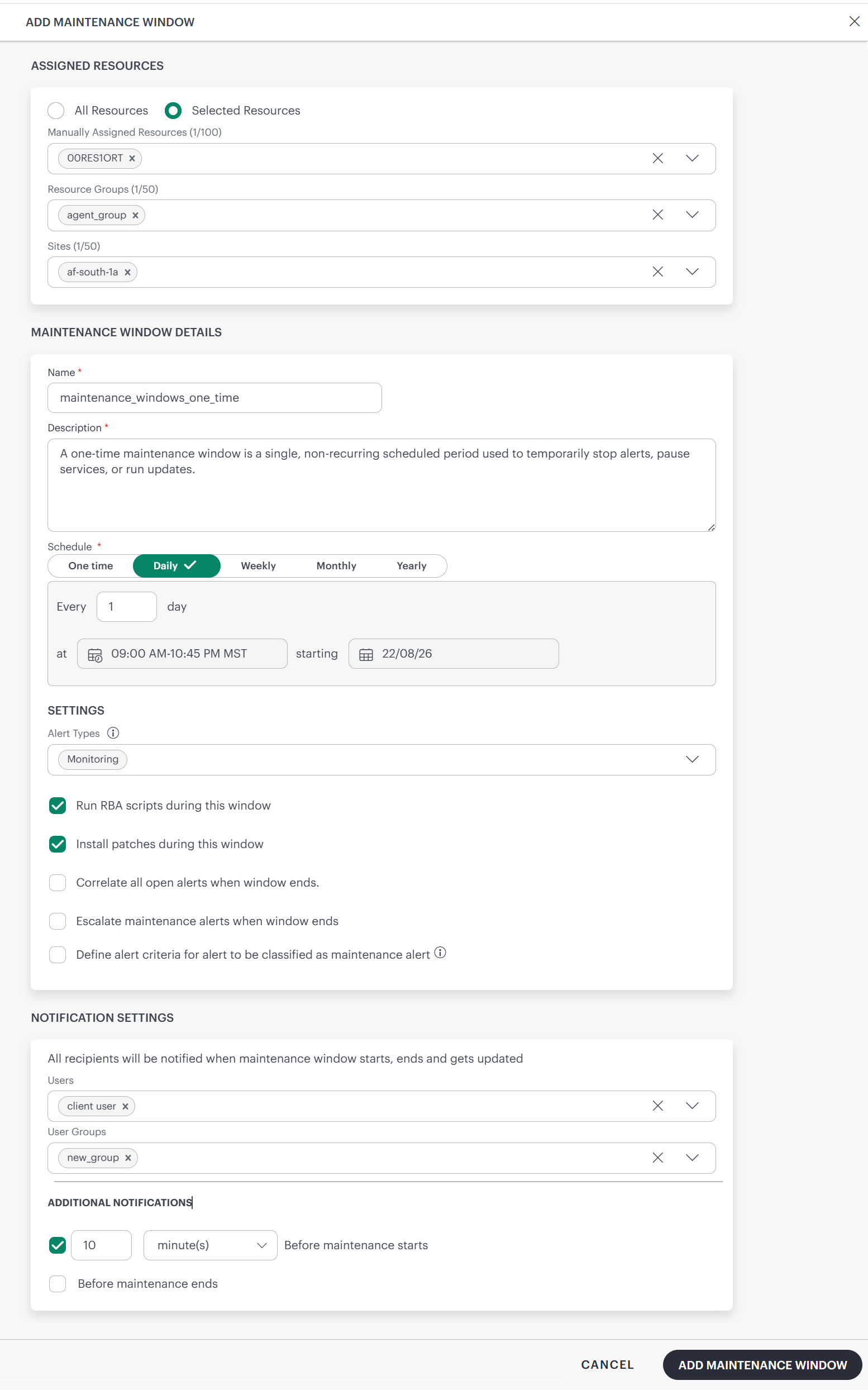 Scheduled Maintenance page