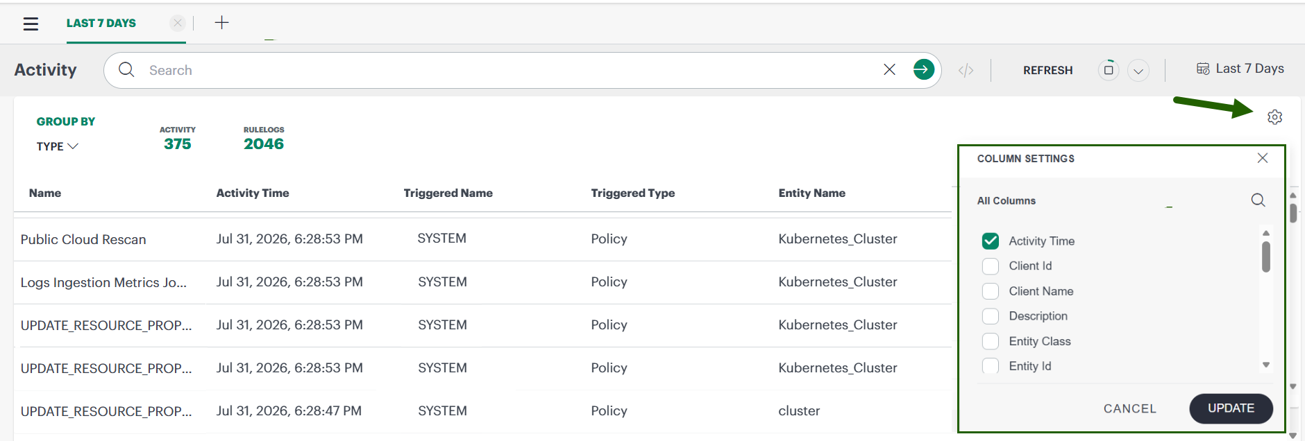 Column Settings