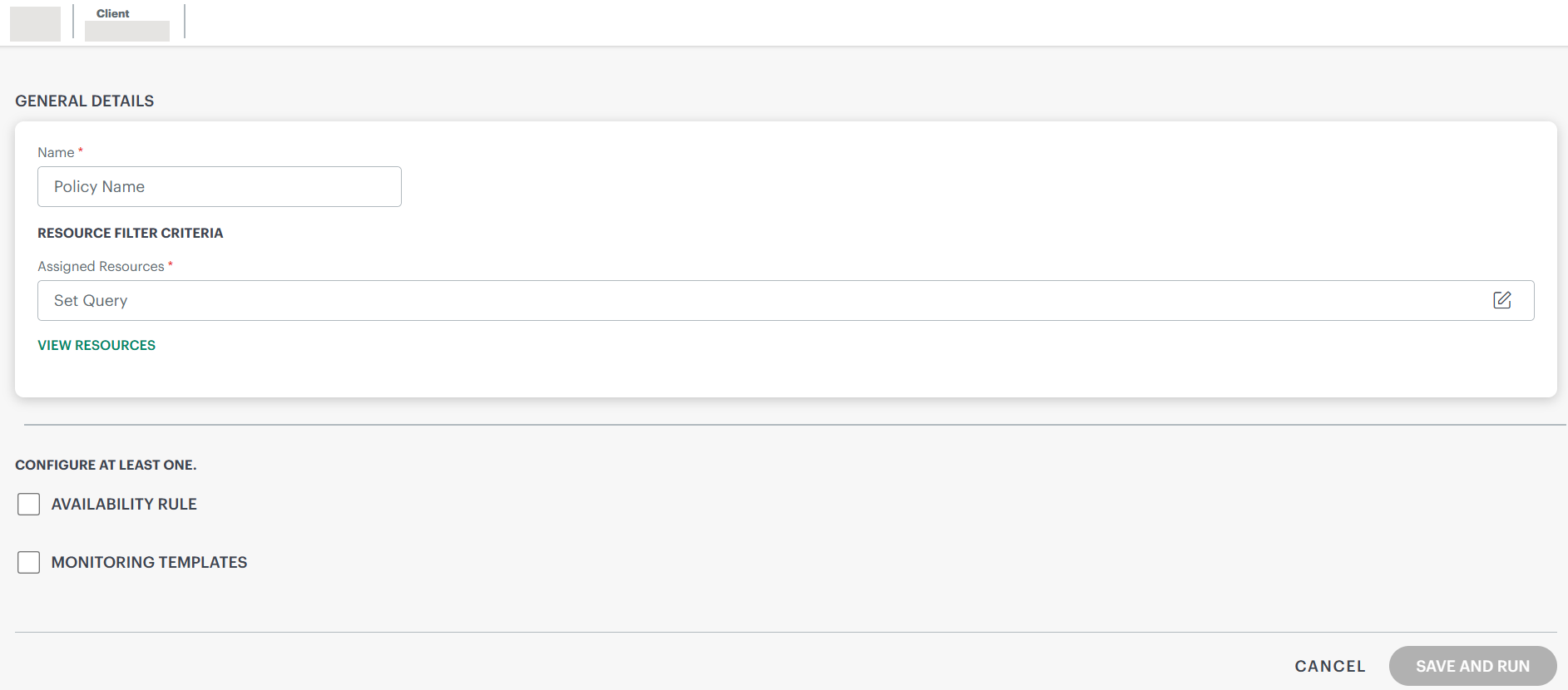 Create Alert Definition page
