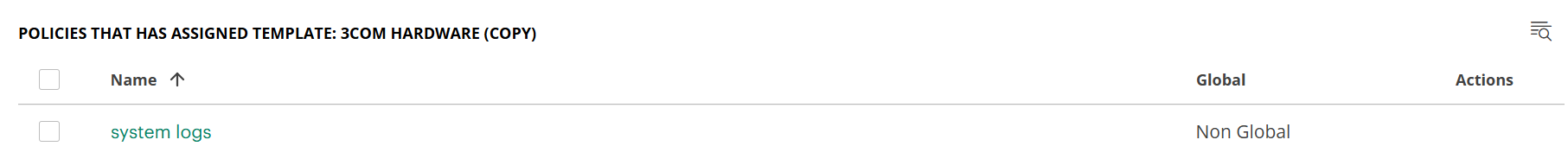 List of policies page