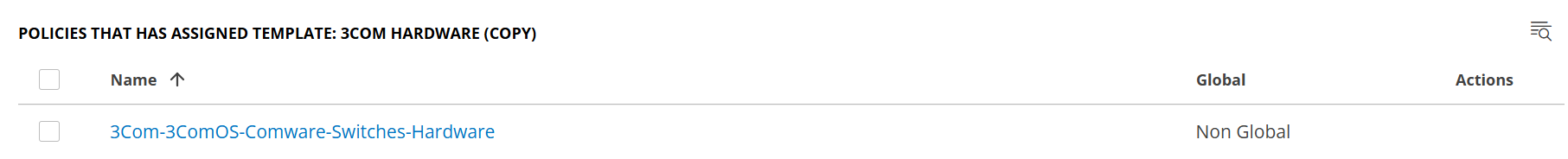 List of policies page