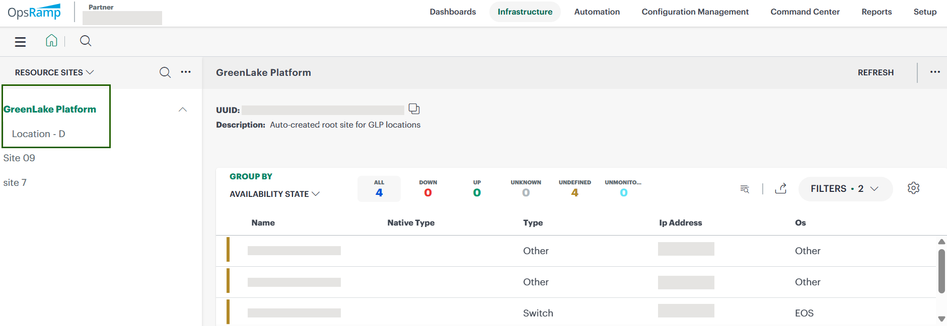 Sites - OpsRamp and GLP