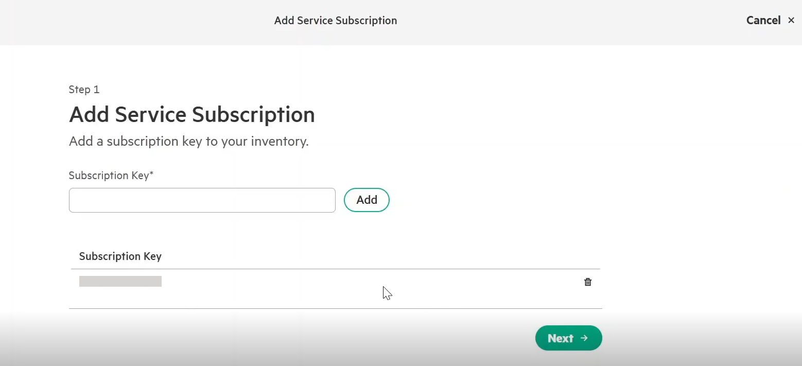 Enter the Subscription Key