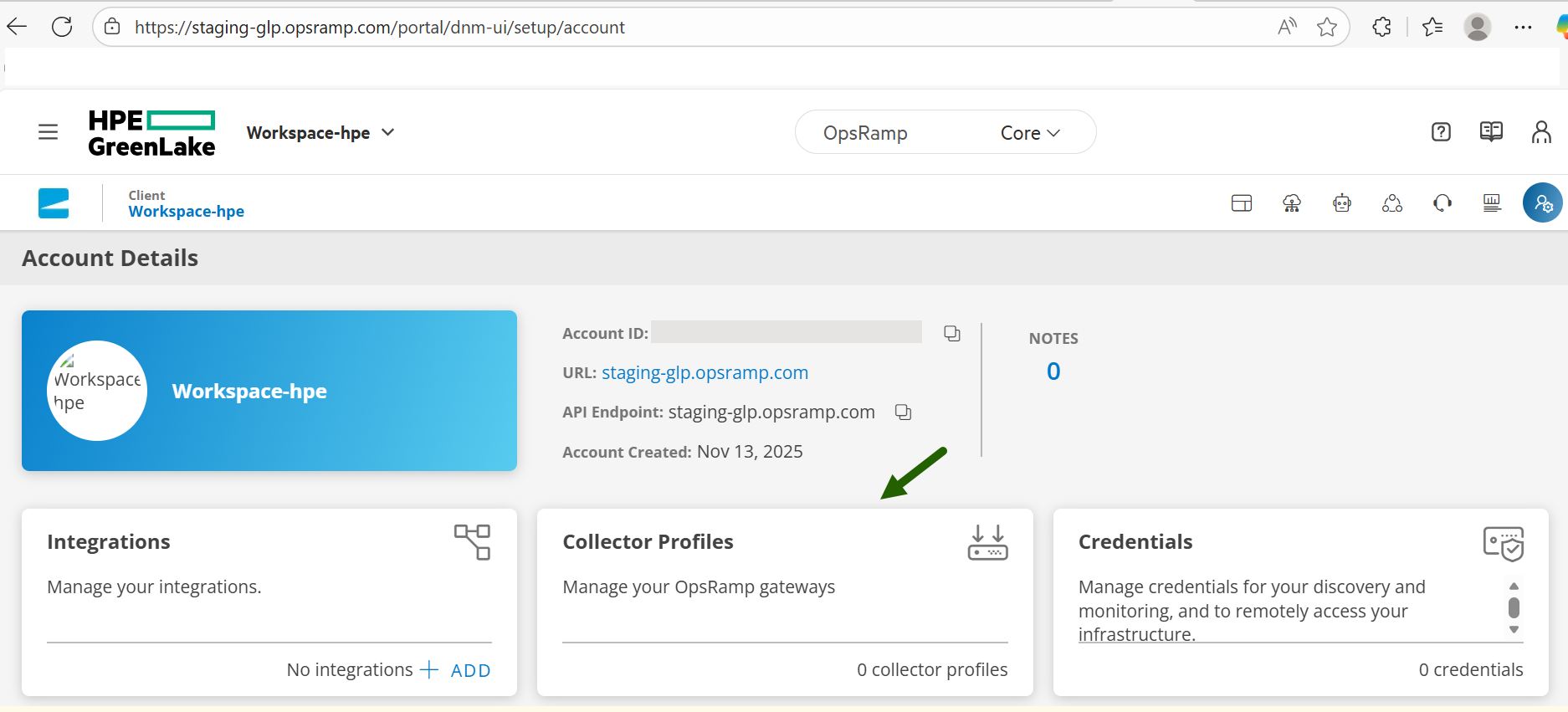 Account Details page