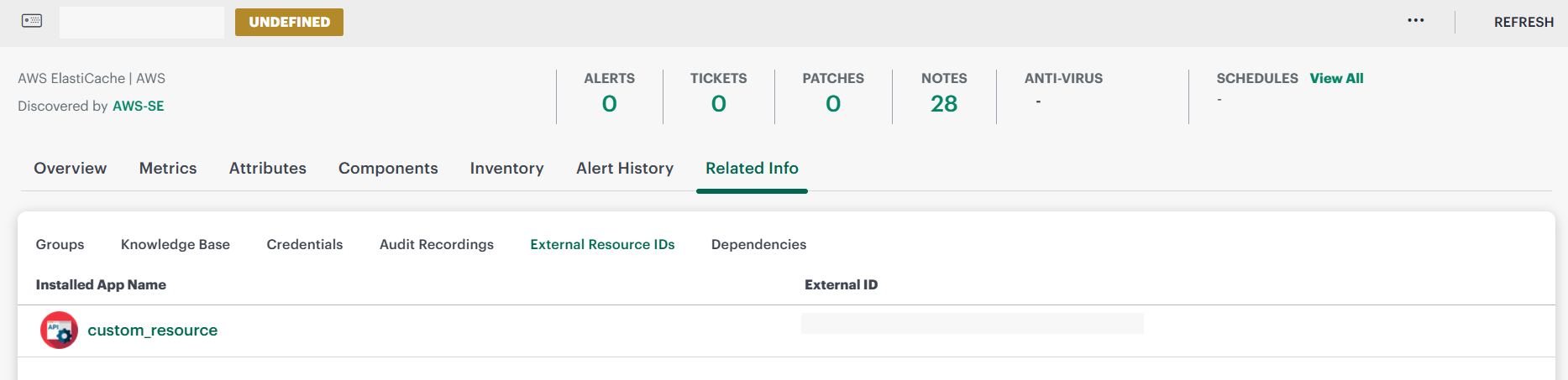 External Resource IDs information