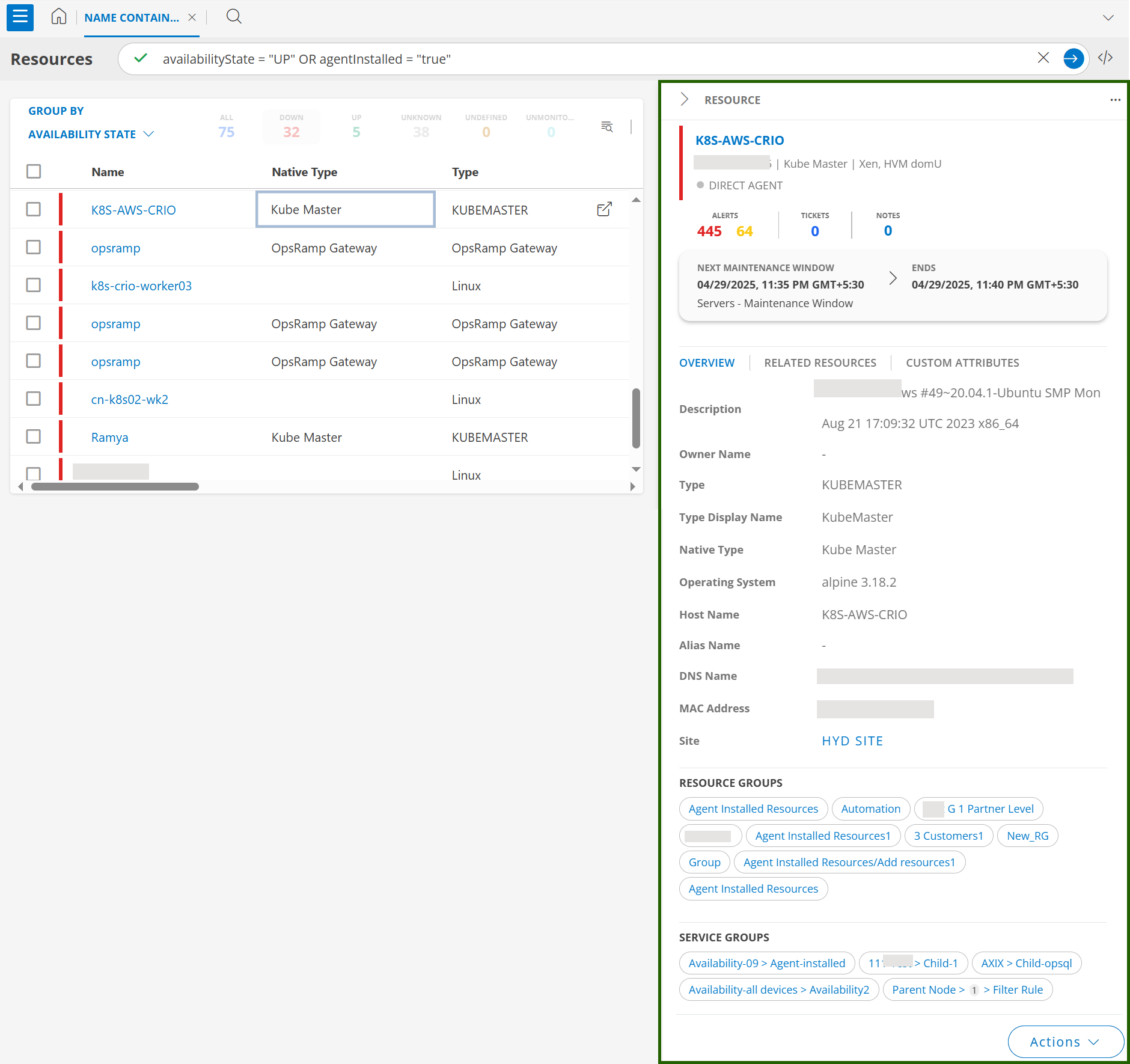Infrastructure Search - Slide-out