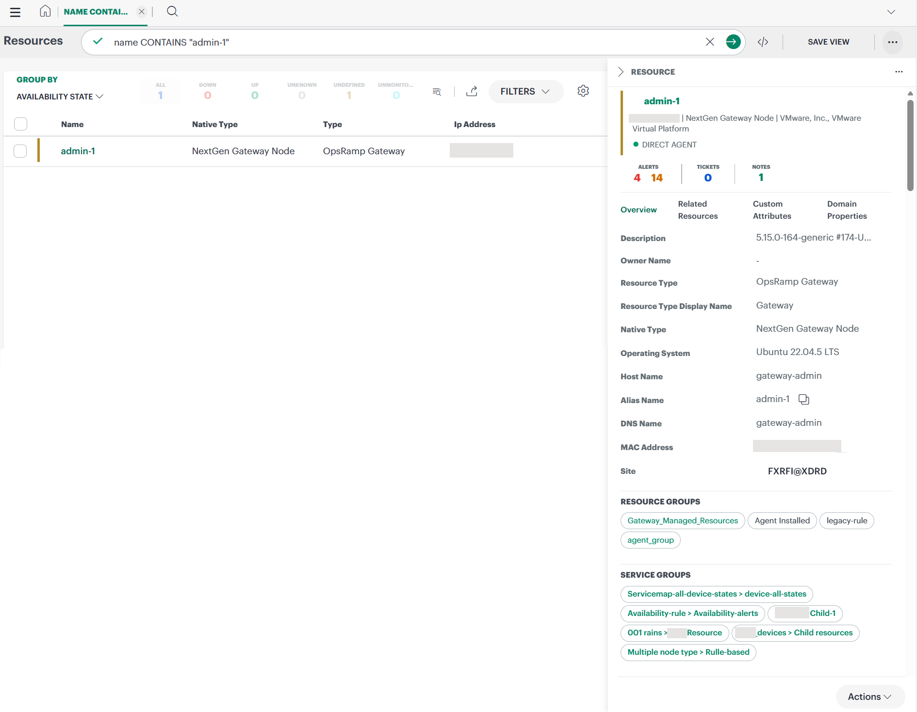 Infrastructure Search - Slide-out